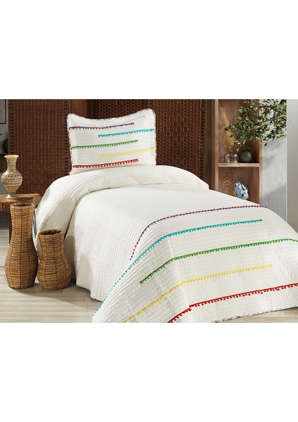 Lilya Tek Kişilik Yatak Örtüsü Krem