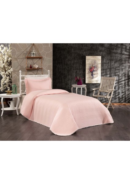 Linear Tek Kişilik Yatak Örtüsü Pudra