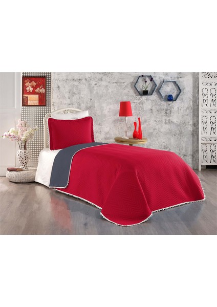 Linear Tek Kişilik Yatak Örtüsü Bordo