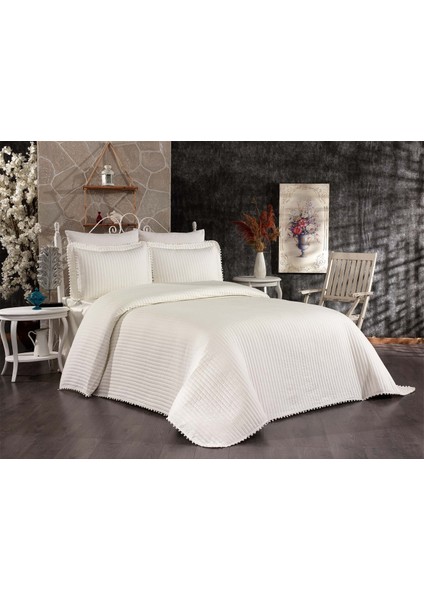 Mine Çift Kişilik Yatak Örtüsü Krem