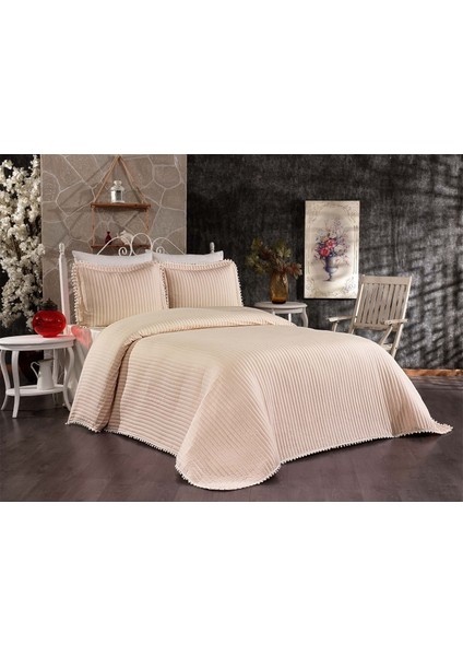 Mine Çift Kişilik Yatak Örtüsü Cappuccino