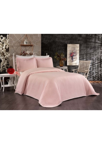 Mine Çift Kişilik Yatak Örtüsü Pudra