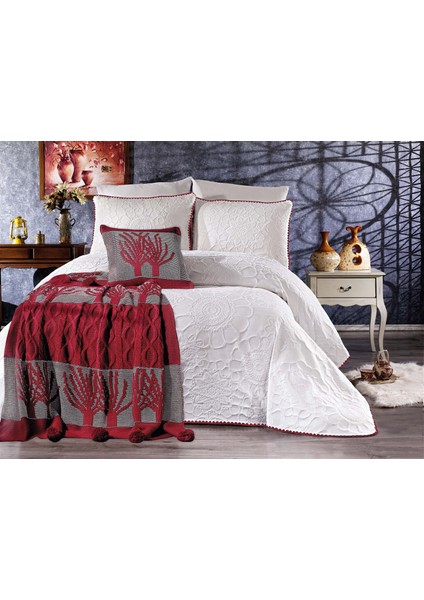 Motiva Çift Kişilik Yatak Örtüsü Seti Bordo