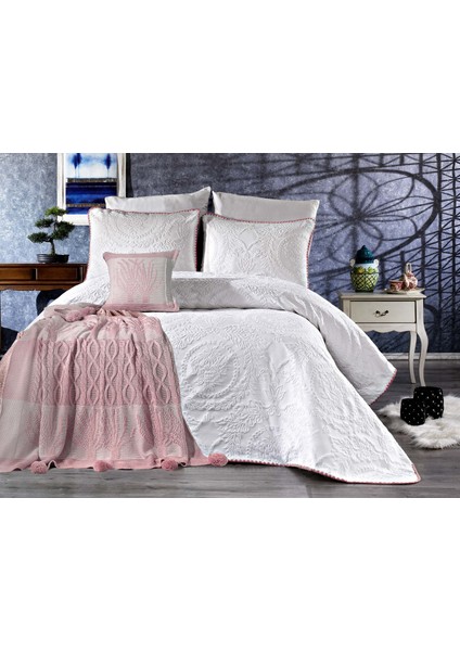 Motiva Çift Kişilik Yatak Örtüsü Seti Pudra