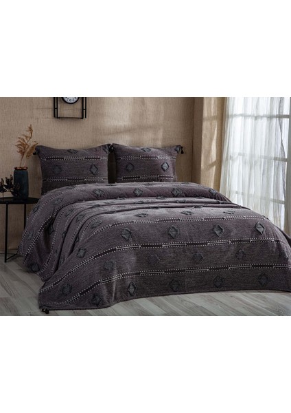 Perissa Çift Kişilik Yatak Örtüsü Seti Antrasit