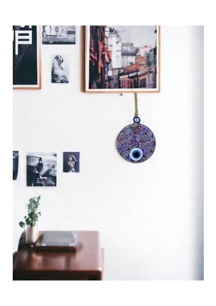 Mandala Desen Mavi Mor Nazar Boncuklu Füzyon Cam El Işçiliği 12 cm Duvar Süsü Nazarlık Hediyelik Eşya fiyatları