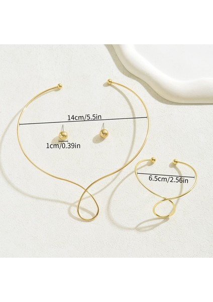 YUANYING-5586 Altın Çizgili Takı Seti (Yurt Dışından) modelleri