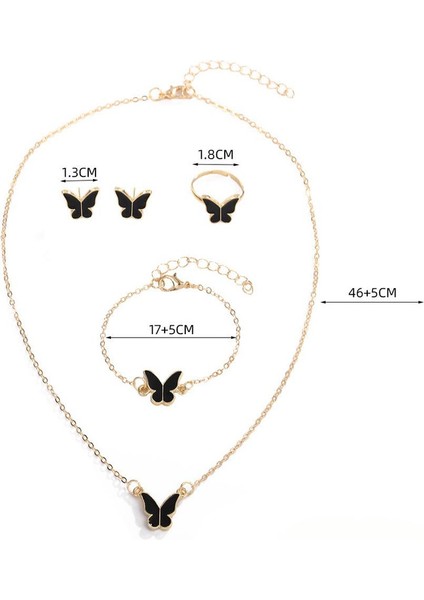 YUANYING-001 Siyah Kelebek Dört Parçalı Takı Seti (Yurt Dışından) fiyatları