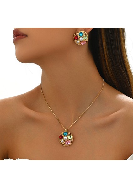 YUANYING-5407-12 Altın Işlemeli Renkli Değerli Taşlı Takı Seti (Yurt Dışından) fiyatları