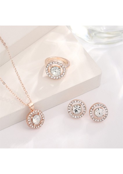 YUANYING-0010 Altın Eşmerkezli Daireler Üç Parçalı Takı Seti (Yurt Dışından) fiyatları