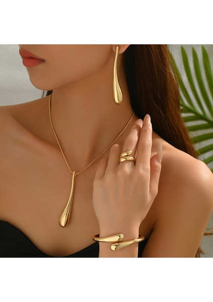YUANYING-0035 Altın Parlak Damla Şeklinde Takı Seti (Yurt Dışından) fiyatları