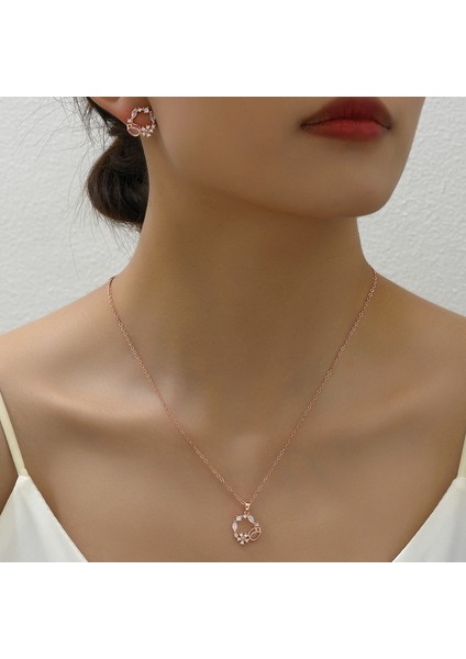 YUANYING-4870 Gül Altın Sade Zirkon Taşlı Takı Seti (Yurt Dışından) fiyatları