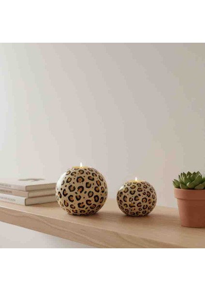 Dekoratif Leopar Desenli 2'li Küçük ve Büyük Ev ,ofis Hediyelik Modern Dekorasyon Obje Seti(Tealight Mumlar Dahildir) fiyatları
