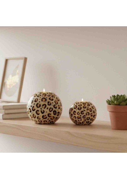 Dekoratif Leopar Desenli 2'li Küçük ve Büyük Ev ,ofis Hediyelik Modern Dekorasyon Obje Seti(Tealight Mumlar Dahildir) modelleri