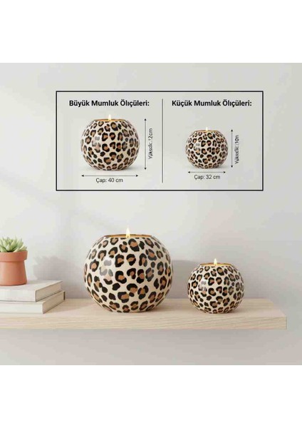 Dekoratif Leopar Desenli 2'li Küçük ve Büyük Ev ,ofis Hediyelik Modern Dekorasyon Obje Seti(Tealight Mumlar Dahildir) fırsatları