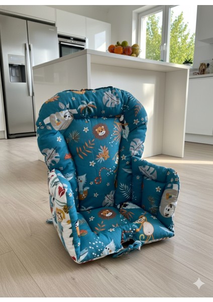 Çift Taraflı Mama Sandalyesi Minderi (Kemer Geçme Yerleri Mevcut)