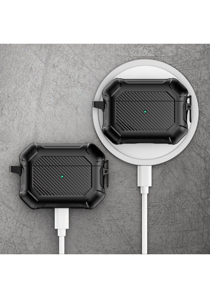 Airpods Pro 3 Uyumlu Karbon Fiber Detaylı Askı Aparatlı 360 Tam Koruma Kılıf modelleri