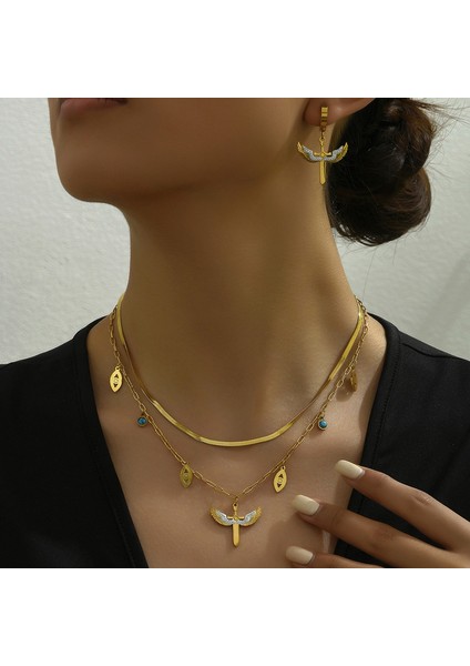 YUANYING-4948 Altın Çift Katmanlı Zirkon Taşlı Takı Seti (Yurt Dışından) fiyatları