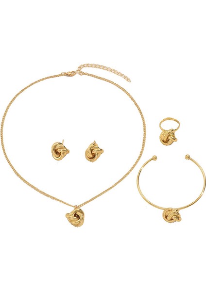 YUANYING-0053 Altın Geometrik Düzensiz Kolye Tasarım Takı Seti (Yurt Dışından)