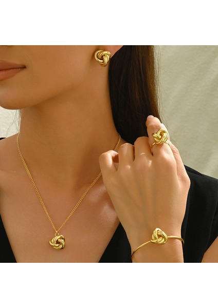 YUANYING-0053 Altın Geometrik Düzensiz Kolye Tasarım Takı Seti (Yurt Dışından) fiyatları