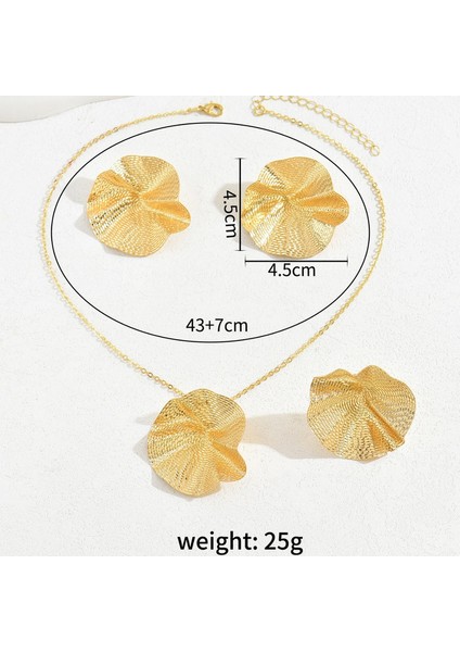 YUANYING-5169 Altın Pileli Lotus Yaprağı Tasarımlı Takı Seti (Yurt Dışından) modelleri