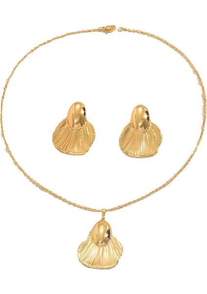 YUANYING-5738 Altın Yaprak Dokulu Tasarım Takı Seti (Yurt Dışından)