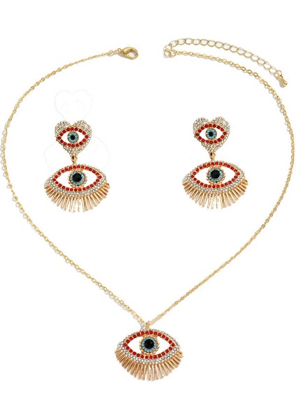YUANYING-5124 Altın Hip-Hop Tarzı Şeytan Gözü Takı Seti (Yurt Dışından)