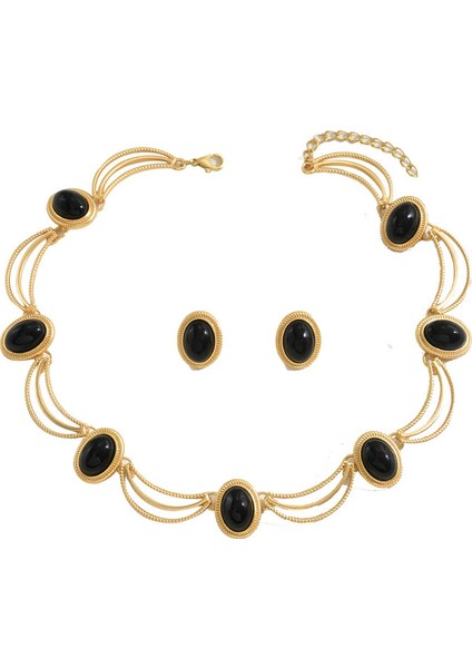 YUANYING-0019 Altın Vintage Kakma Takı Seti (Yurt Dışından)