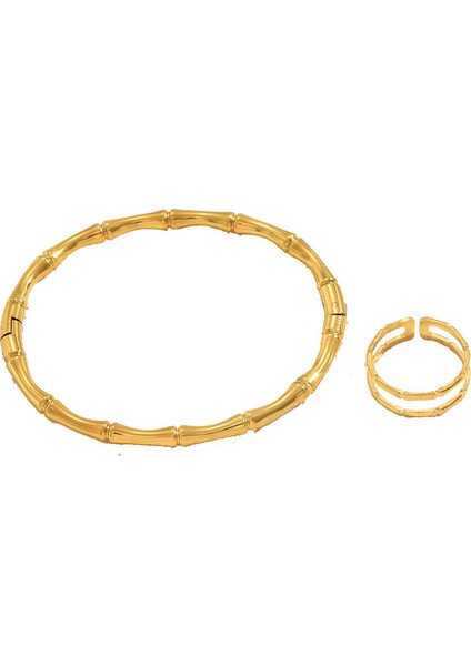 YUANYING-5792 Altın Moda Bambu Tasarım Takı Seti (Yurt Dışından)