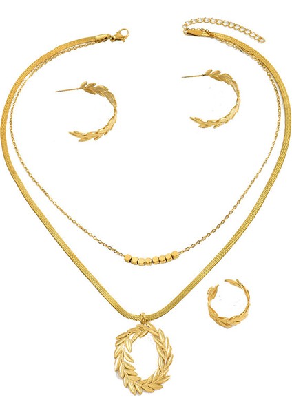 YUANYING-5161 Altın Kore Pastoral Tarzı Takı Seti (Yurt Dışından)