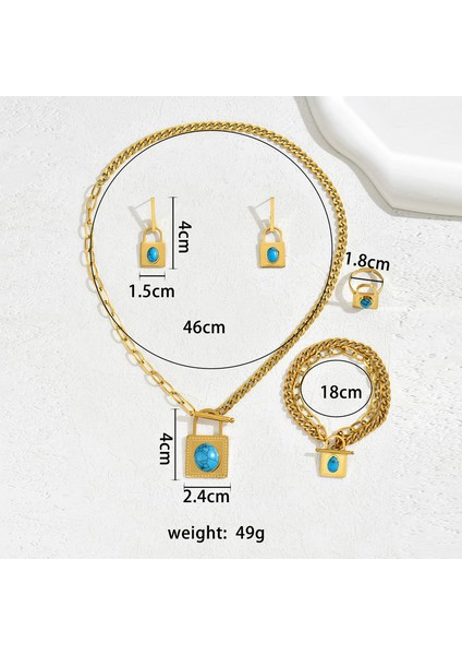 YUANYING-5139 Altın Kakmalı Turkuaz Kilitli Takı Seti (Yurt Dışından) modelleri