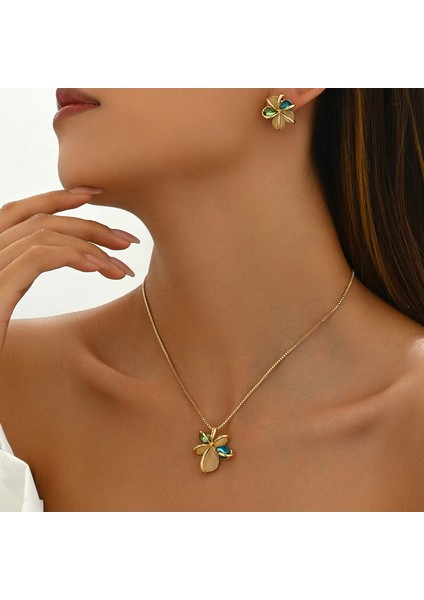 YUANYING-5407-8 Altın Işlemeli Değerli Taşlı Çiçek Takı Seti (Yurt Dışından) fiyatları