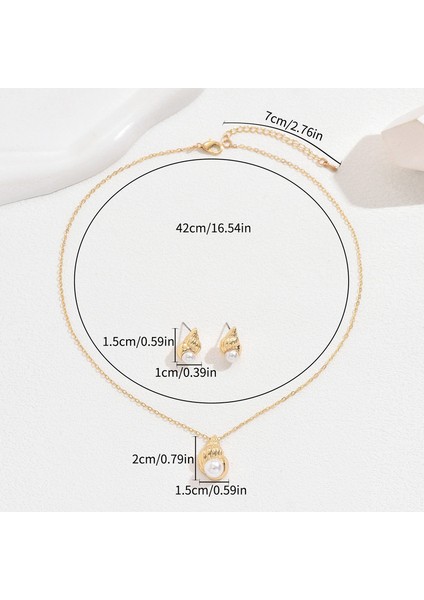 YUANYING-5428-1 Altın Deniz Kabuğu Işlemeli Inci Takı Seti (Yurt Dışından) modelleri