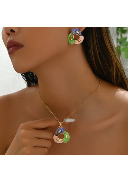 YUANYING-5416-10 Altın Döner Renkli Su Damlası Takı Seti (Yurt Dışından) fiyatları