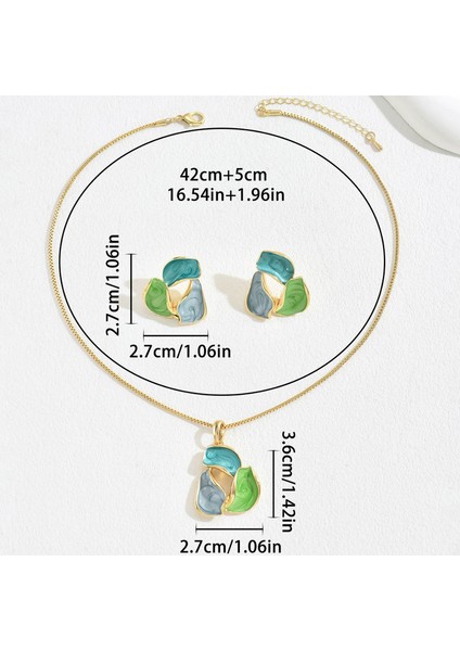 YUANYING-5416-17 Altın Yaprak Küpe Kolye Ucu Takı Seti (Yurt Dışından) modelleri