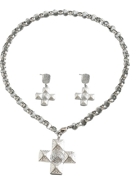 YUANYING-5515 Gümüş Haç Kolye Takı Seti (Yurt Dışından)