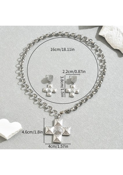 YUANYING-5515 Gümüş Haç Kolye Takı Seti (Yurt Dışından) modelleri