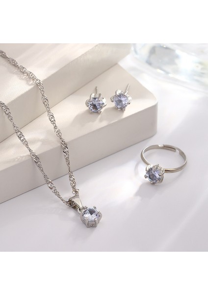 YUANYING-0012 Gümüş Kakmalı Zirkonyum Takı Seti (Yurt Dışından) fiyatları