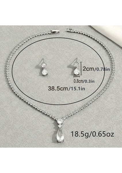 YUANYING-4811 Gümüş Damla Şeklinde Kakma Zirkon Takı Seti (Yurt Dışından) modelleri