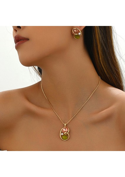 YUANYING-5407-11 Altın Kore Uyumu Değerli Taşlı Takı Seti (Yurt Dışından) fiyatları