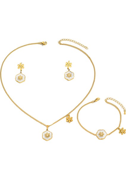 YUANYING-5158 Altın Çiçek Desenli Takı Seti (Yurt Dışından)