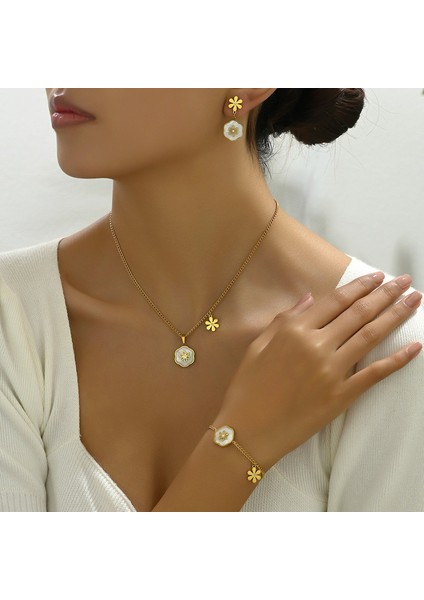 YUANYING-5158 Altın Çiçek Desenli Takı Seti (Yurt Dışından) fiyatları