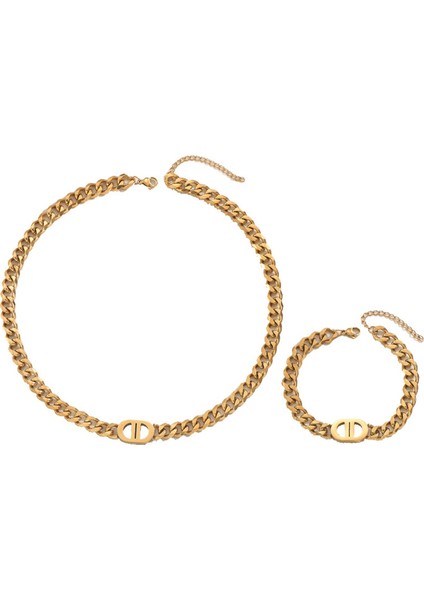 YUANYING-5528 Altın Işık Lüks Hip-Hop Tarzı Takı Seti (Yurt Dışından)