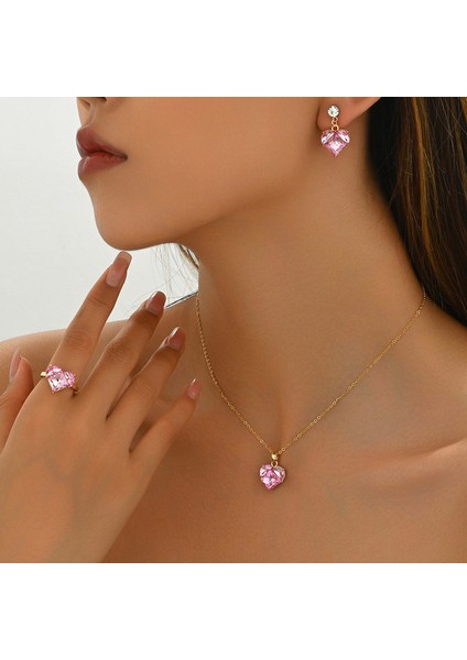 YUANYING-5409 Altın Kakmalı Pembe Zirkon Takı Seti (Yurt Dışından) fiyatları