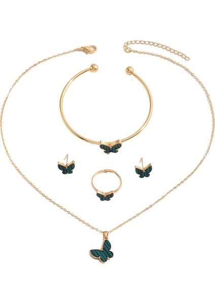 YUANYING-5394 Altın Kelebek Kolye Ucu Takı Seti (Yurt Dışından)
