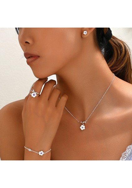 YUANYING-5436 Gümüş Çiçek Işlemeli Zirkon Taşlı Takı Seti (Yurt Dışından) fiyatları