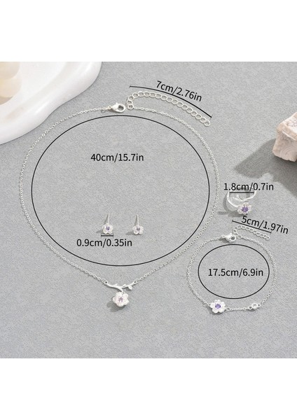 YUANYING-5436 Gümüş Çiçek Işlemeli Zirkon Taşlı Takı Seti (Yurt Dışından) modelleri