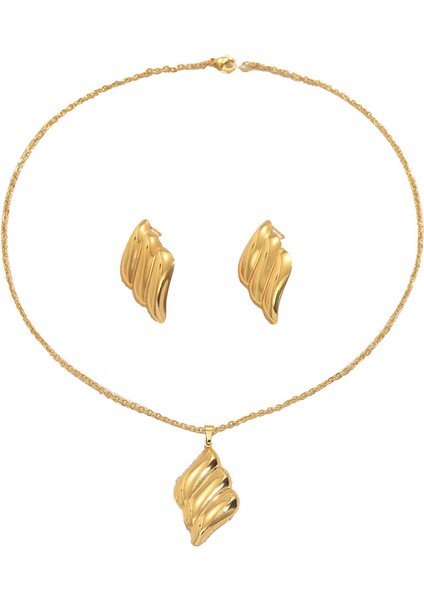 YUANYING-5751 Altın Yaprak Tasarım Takı Seti (Yurt Dışından)
