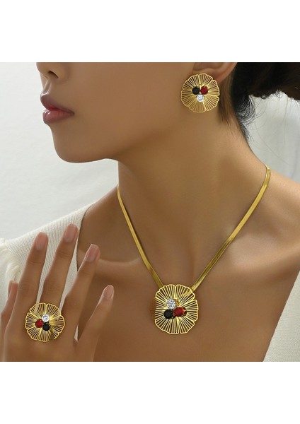 YUANYING-41735 Altın Işıklı Lüks Çiçek Takı Seti (Yurt Dışından) fiyatları