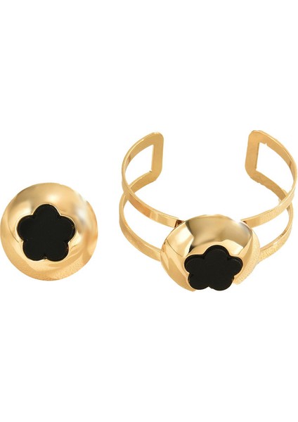 YUANYING-7674 Altın Kakmalı Erik Çiçeği Tasarımlı Takı Seti (Yurt Dışından)